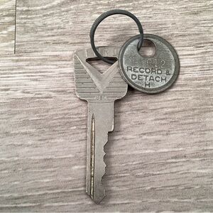 Ford Original 1950s Automotive Key w/ Factory Dealer Ignition ID Tag Vintage
